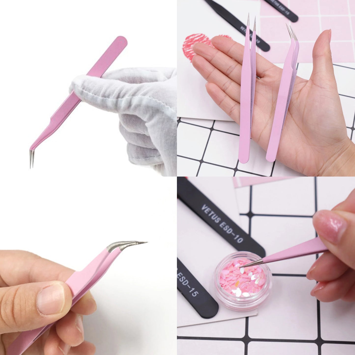 1Pc Stainless Steel Eyelash Extension Tweezers Curved Straight Lashes Tweezer Non-magnetic Eyelashes Nail Makeup Tools Wholesale
