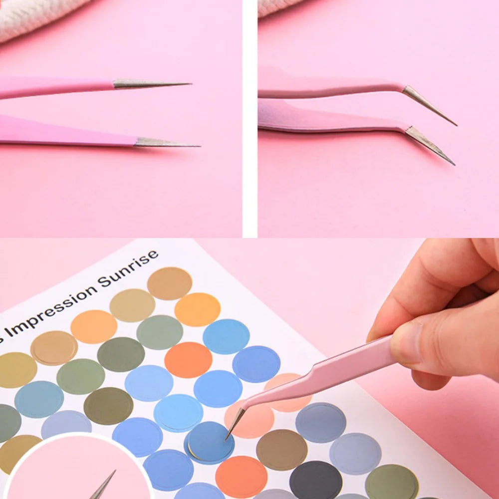 1Pc Stainless Steel Eyelash Extension Tweezers Curved Straight Lashes Tweezer Non-magnetic Eyelashes Nail Makeup Tools Wholesale