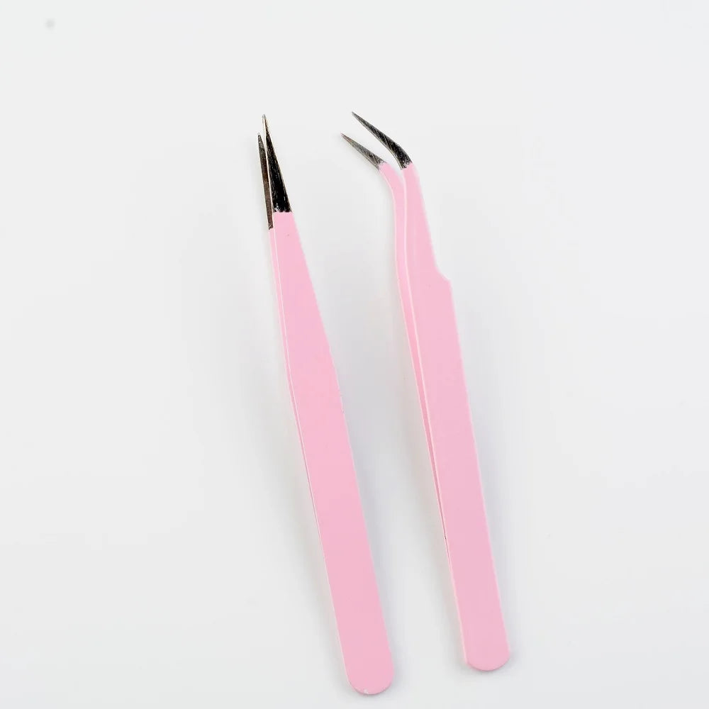 1Pc Stainless Steel Eyelash Extension Tweezers Curved Straight Lashes Tweezer Non-magnetic Eyelashes Nail Makeup Tools Wholesale