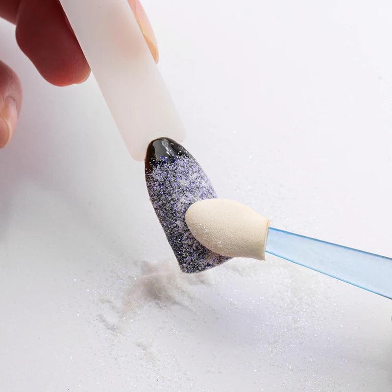 20/40pcs Nail Powder Brushes Sponge Double Sided Applicator Mirror Chrome Pigment Disposable Sponge Stick Cosmetic Makeup Tools