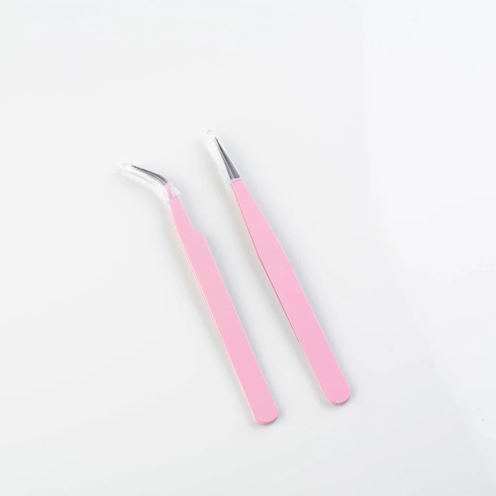 1Pc Stainless Steel Eyelash Extension Tweezers Curved Straight Lashes Tweezer Non-magnetic Eyelashes Nail Makeup Tools Wholesale