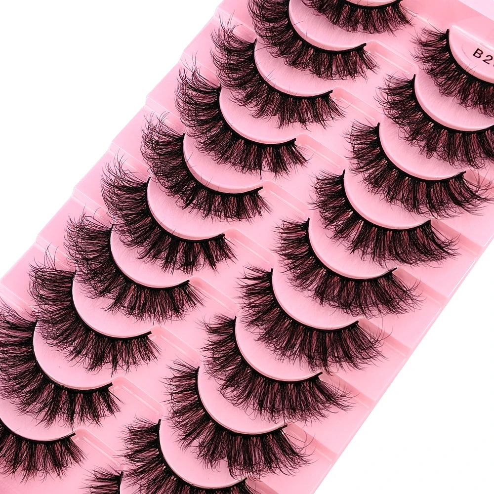 New 10 Pairs 3D Faux Mink Lashes Faux Mink Fluffy Lashes Soft Full Thick Wispy Eyelash Dramatic False Eyelashes Makeup Tools