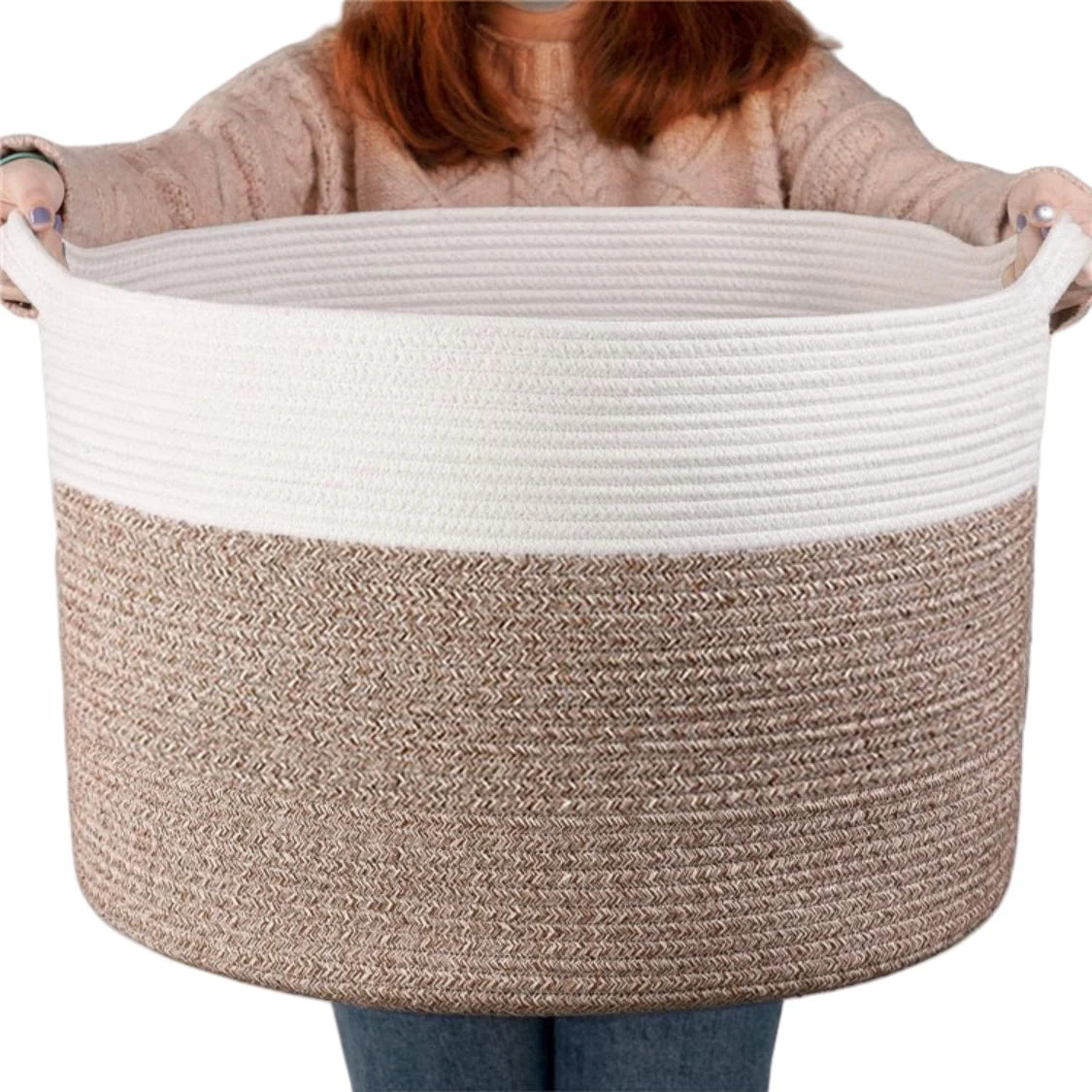 Household Wicker Dirty Laundry Basket ,Oversized Cotton Woven Storage Basket,Store Clothes and Miscellaneous ,Foldable Toy Stora