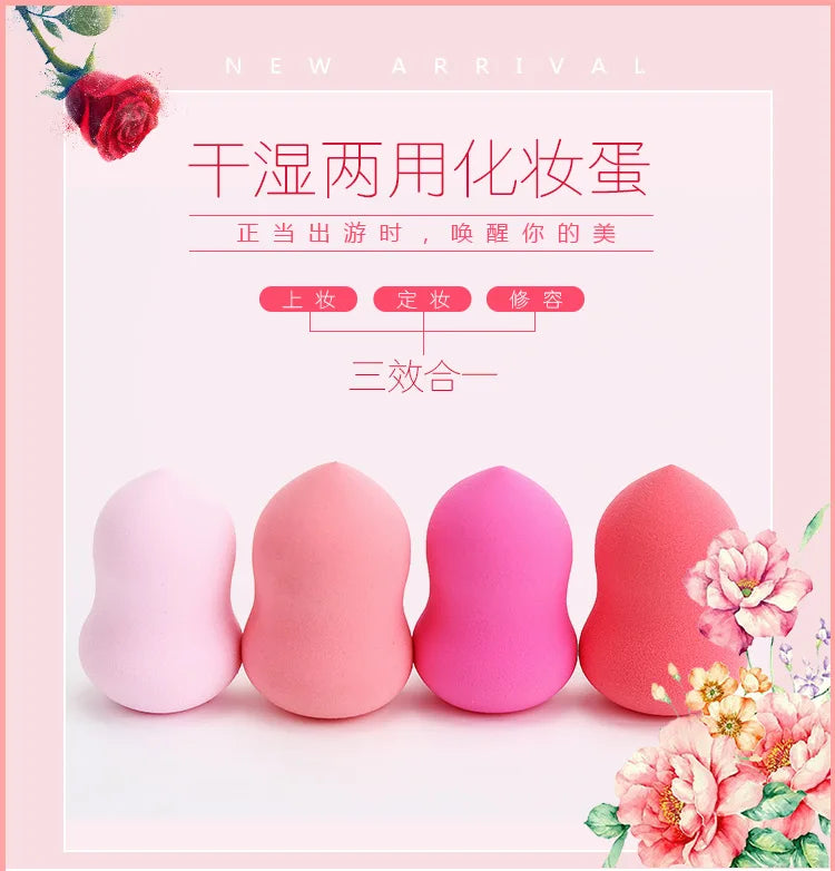 4Pcs Makeup Sponge Powder Puff Dry and Wet Combined Beauty Foundation Tools Cosmetic Ball Powder Puff Bevel Cut Make Up Sponge