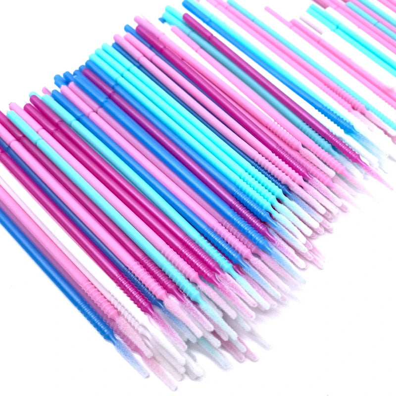100PCS/Pack Long Head Bendable Micro Brushes Disposable Microbrush Applicator Eyelash Mascara Glue Cleaning Brush Makeup Tools