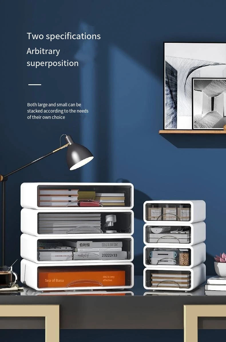 Desktop Storage Box Drawer Stationery Finishing Organizer Box Desk A4 File Cabinet Racks Cosmetics Dormitory Desktop Organizer