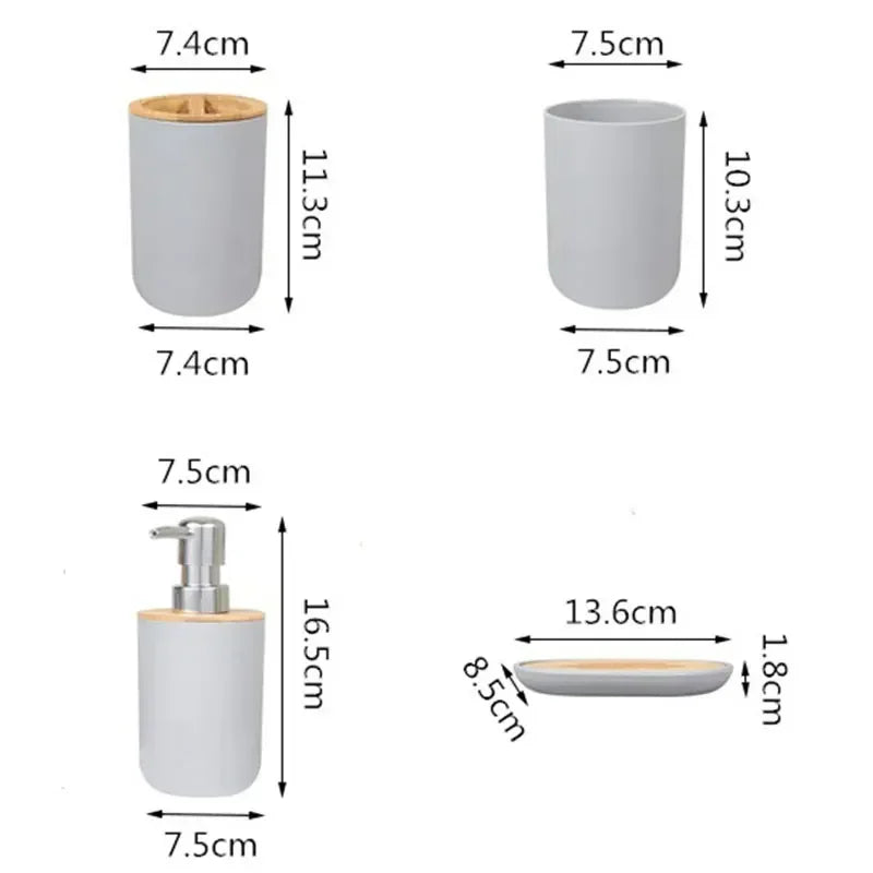 4piece Bathroom Accessories, Toothbrush Holder, Toothbrush Cup, Liquid Dispenser, Soap Box, Bathtub Shower Storage Supplies
