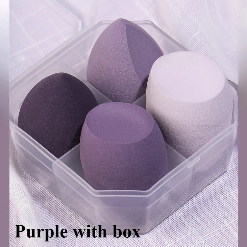 4Pcs Makeup Sponge Powder Puff Dry and Wet Combined Beauty Foundation Tools Cosmetic Ball Powder Puff Bevel Cut Make Up Sponge