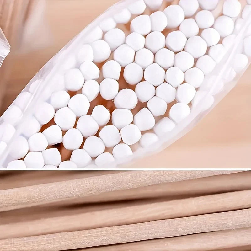 100/300/500/800pcs,20/40set Double Head Wood Cotton Swab Ears Cleaning , Makeup Tools Lipstik Cotton Buds Bastoncillos Oidos