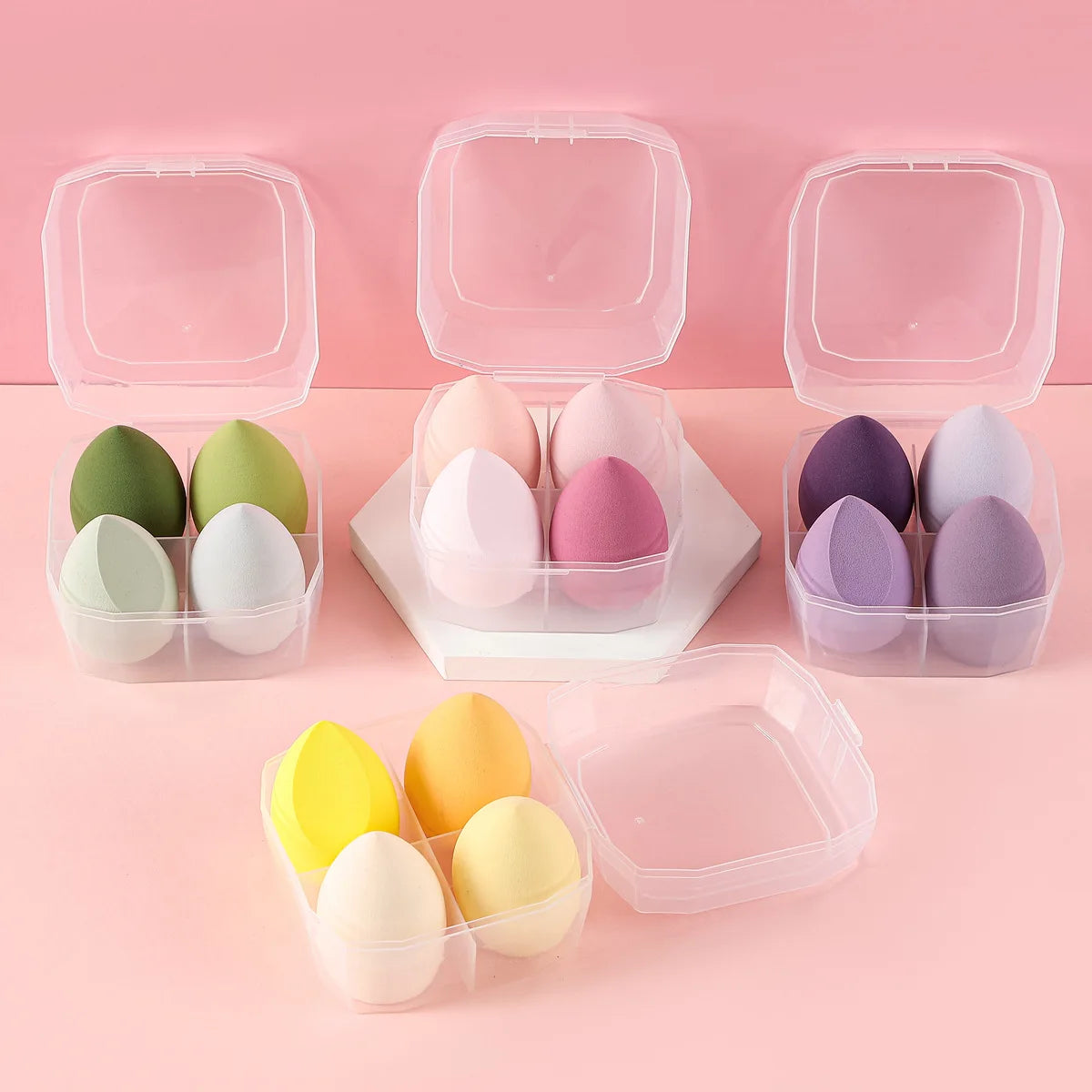 4Pcs Makeup Sponge Powder Puff Dry and Wet Combined Beauty Foundation Tools Cosmetic Ball Powder Puff Bevel Cut Make Up Sponge