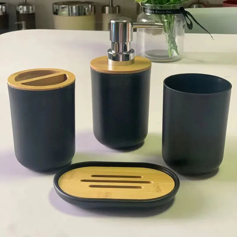 4piece Bathroom Accessories, Toothbrush Holder, Toothbrush Cup, Liquid Dispenser, Soap Box, Bathtub Shower Storage Supplies
