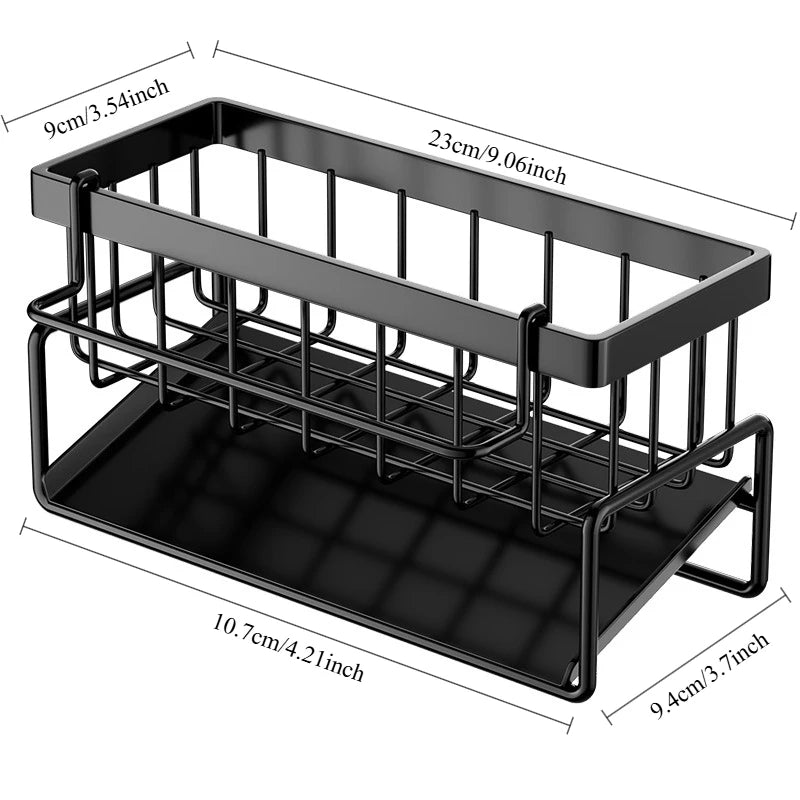 Kitchen Sponge Rack Drain Water Place Dish Soap Organize Rags Multi Functional Large Capacity Countertop and Store Items