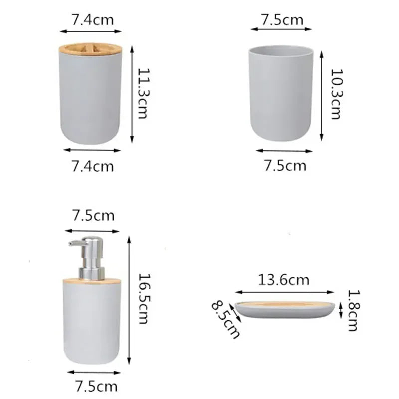 4piece Bathroom Accessories, Toothbrush Holder, Toothbrush Cup, Liquid Dispenser, Soap Box, Bathtub Shower Storage Supplies