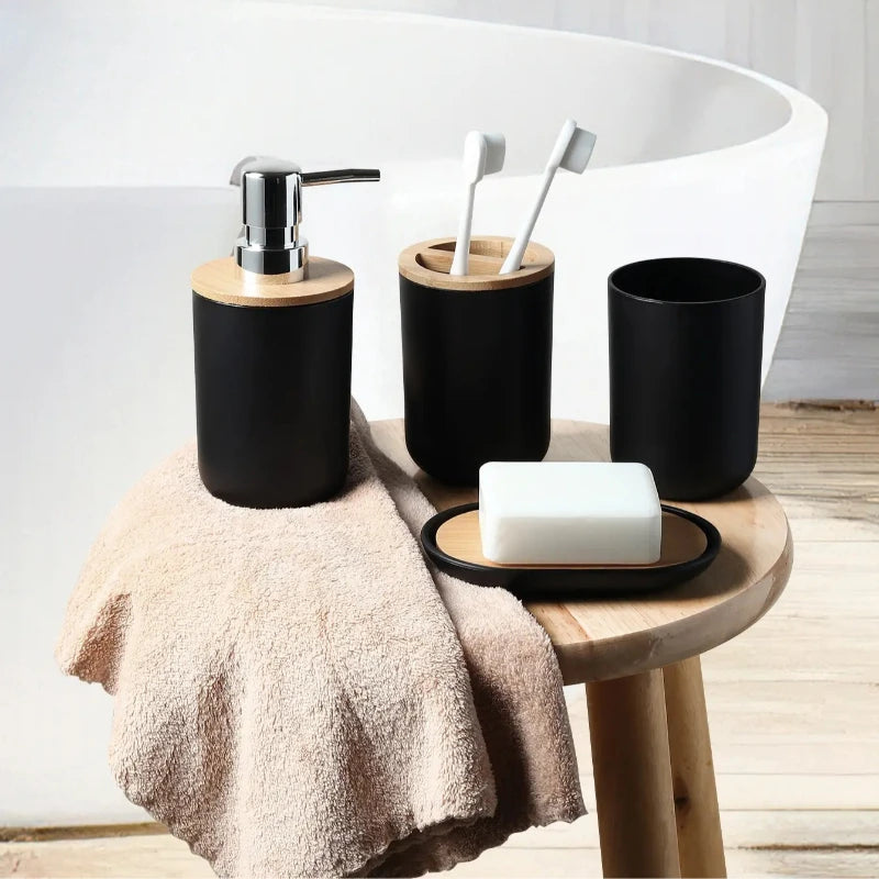 4piece Bathroom Accessories, Toothbrush Holder, Toothbrush Cup, Liquid Dispenser, Soap Box, Bathtub Shower Storage Supplies