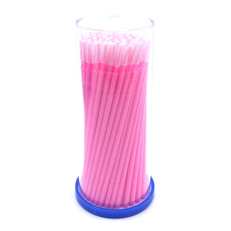 100PCS/Pack Long Head Bendable Micro Brushes Disposable Microbrush Applicator Eyelash Mascara Glue Cleaning Brush Makeup Tools