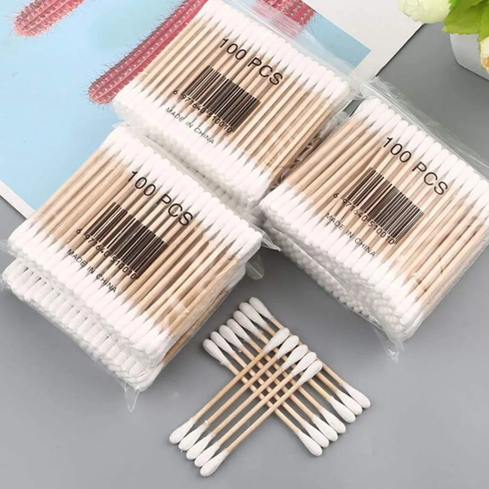 100/300/500/800pcs,20/40set Double Head Wood Cotton Swab Ears Cleaning , Makeup Tools Lipstik Cotton Buds Bastoncillos Oidos