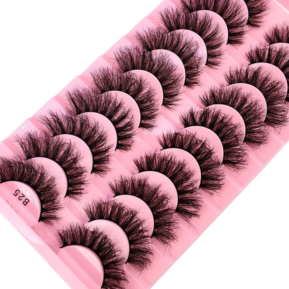 New 10 Pairs 3D Faux Mink Lashes Faux Mink Fluffy Lashes Soft Full Thick Wispy Eyelash Dramatic False Eyelashes Makeup Tools