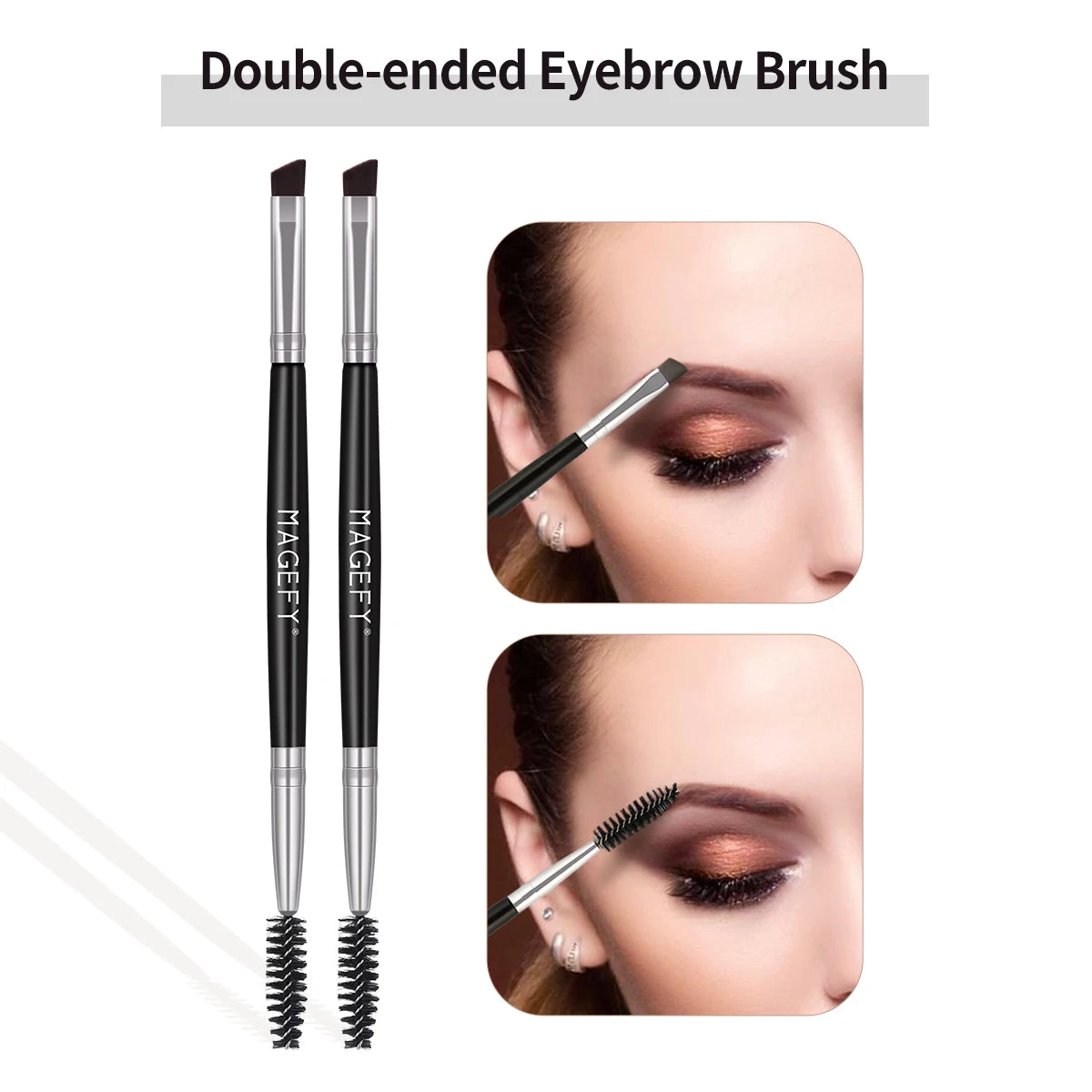 MAGEFY 2pcs/set Eyebrow Brush Eyelash Comb Makeup Brush Dual Ended Angled Brush 2 in 1 Lash Eyebrow Brush Cosmetic Makeup Tools