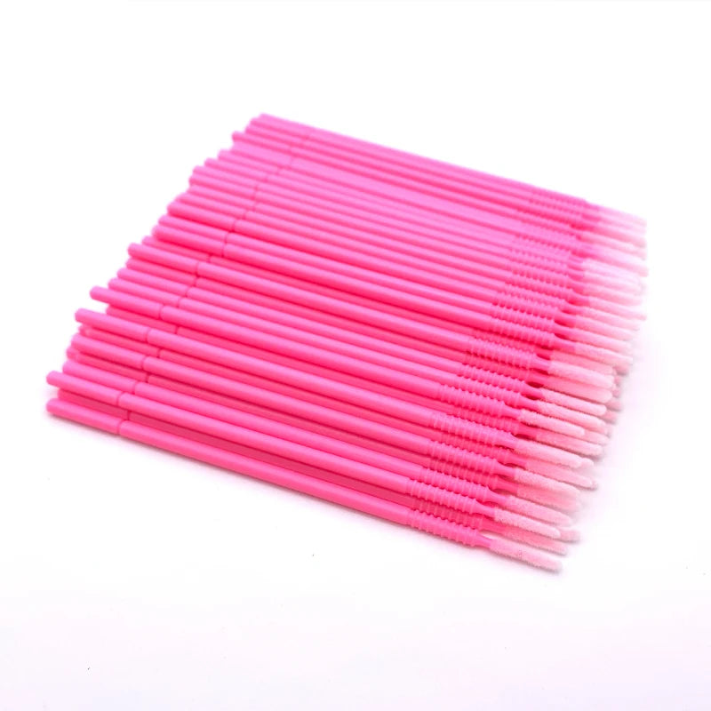 100PCS/Pack Long Head Bendable Micro Brushes Disposable Microbrush Applicator Eyelash Mascara Glue Cleaning Brush Makeup Tools