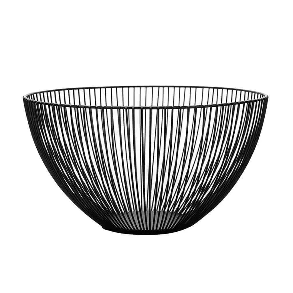 Household Tool Storage Basket Black Table Decoration Metal Candy Dish Kitchen Fruit Bowl Food Basket Iron Vegetable Home Holder
