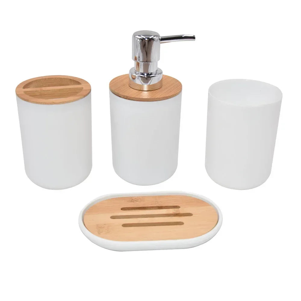 4piece Bathroom Accessories, Toothbrush Holder, Toothbrush Cup, Liquid Dispenser, Soap Box, Bathtub Shower Storage Supplies