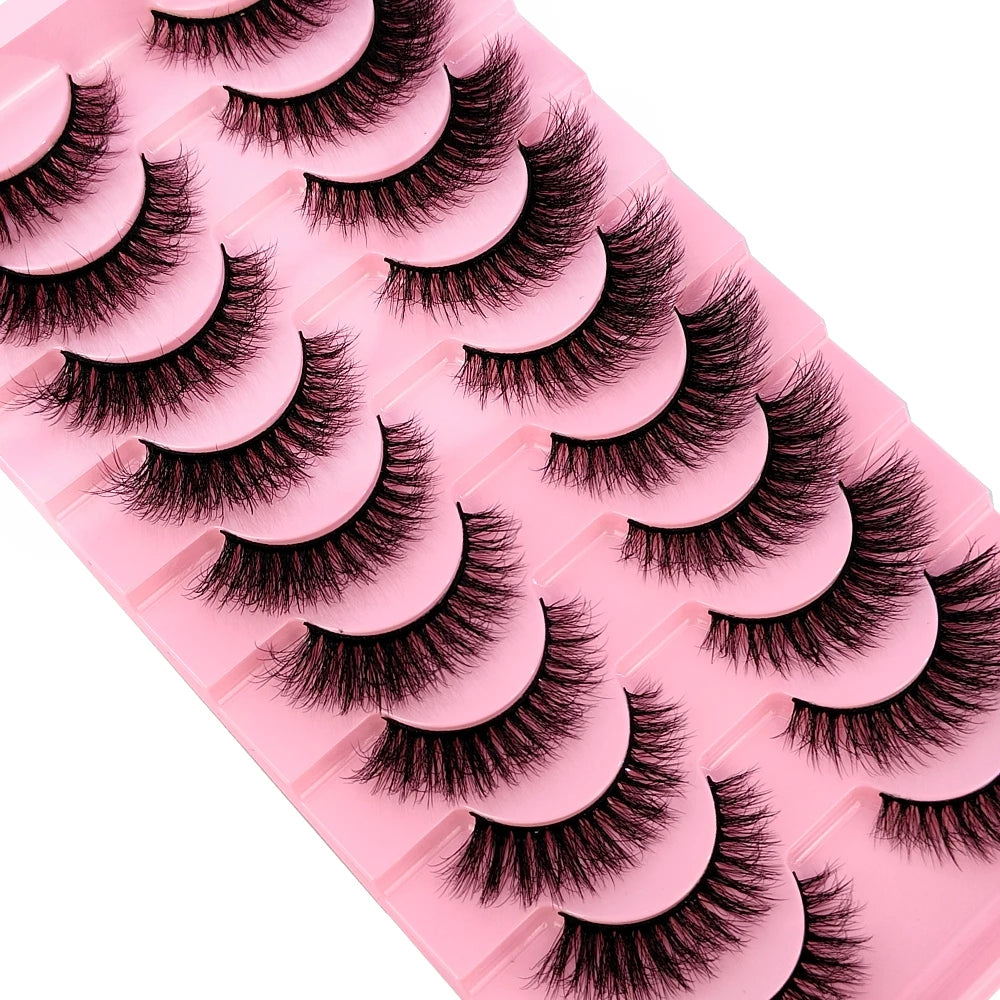 New 10 Pairs 3D Faux Mink Lashes Faux Mink Fluffy Lashes Soft Full Thick Wispy Eyelash Dramatic False Eyelashes Makeup Tools