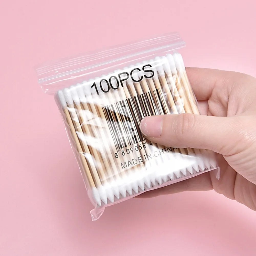 100/300/500/800pcs,20/40set Double Head Wood Cotton Swab Ears Cleaning , Makeup Tools Lipstik Cotton Buds Bastoncillos Oidos