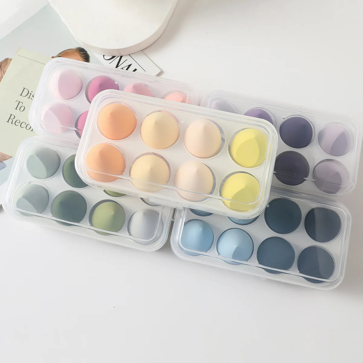 4Pcs Makeup Sponge Powder Puff Dry and Wet Combined Beauty Foundation Tools Cosmetic Ball Powder Puff Bevel Cut Make Up Sponge