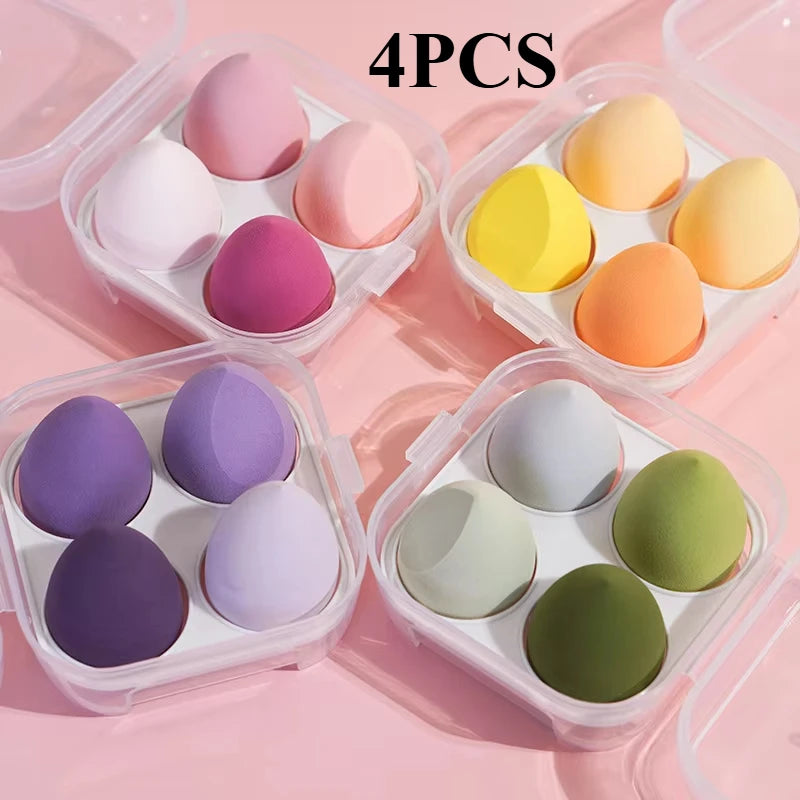 4Pcs Makeup Sponge Powder Puff Dry and Wet Combined Beauty Foundation Tools Cosmetic Ball Powder Puff Bevel Cut Make Up Sponge