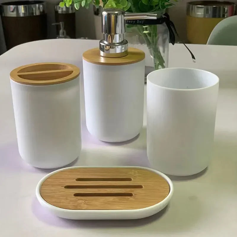 4piece Bathroom Accessories, Toothbrush Holder, Toothbrush Cup, Liquid Dispenser, Soap Box, Bathtub Shower Storage Supplies