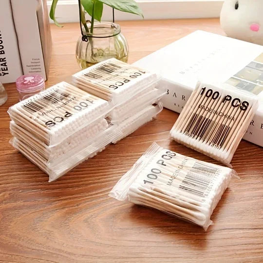 100/300/500/800pcs,20/40set Double Head Wood Cotton Swab Ears Cleaning , Makeup Tools Lipstik Cotton Buds Bastoncillos Oidos