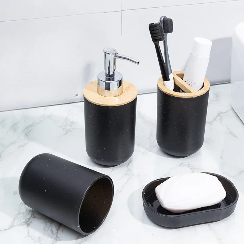 4piece Bathroom Accessories, Toothbrush Holder, Toothbrush Cup, Liquid Dispenser, Soap Box, Bathtub Shower Storage Supplies