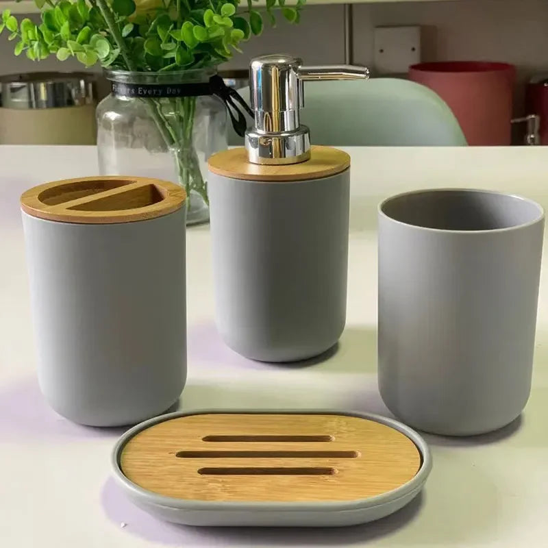 4piece Bathroom Accessories, Toothbrush Holder, Toothbrush Cup, Liquid Dispenser, Soap Box, Bathtub Shower Storage Supplies