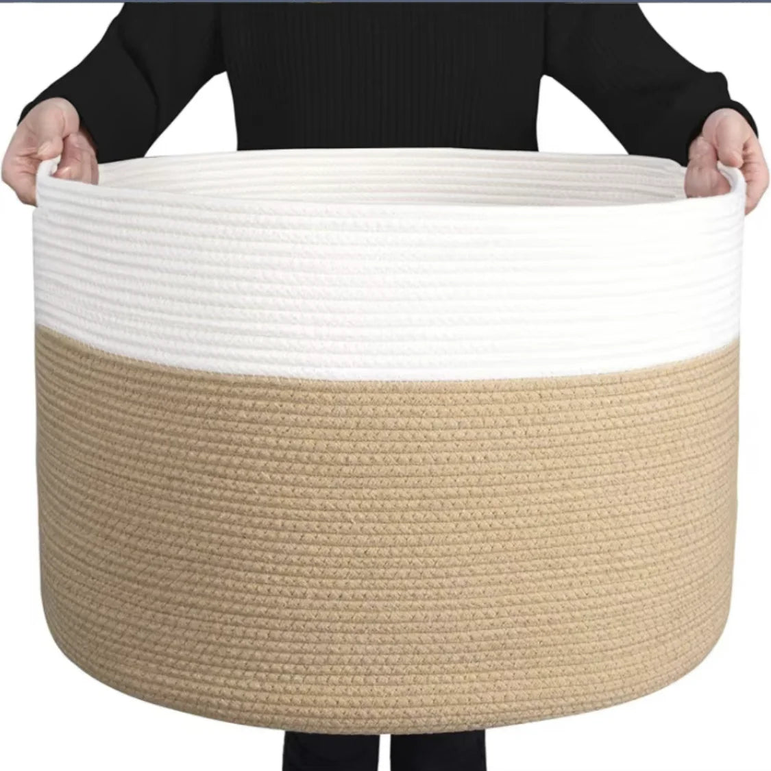 Household Wicker Dirty Laundry Basket ,Oversized Cotton Woven Storage Basket,Store Clothes and Miscellaneous ,Foldable Toy Stora