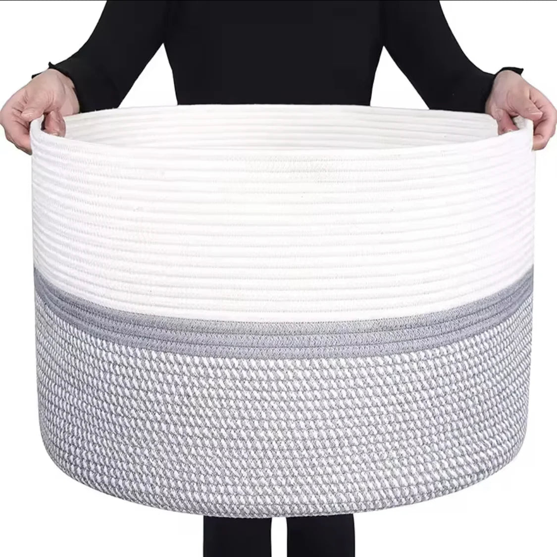 Household Wicker Dirty Laundry Basket ,Oversized Cotton Woven Storage Basket,Store Clothes and Miscellaneous ,Foldable Toy Stora