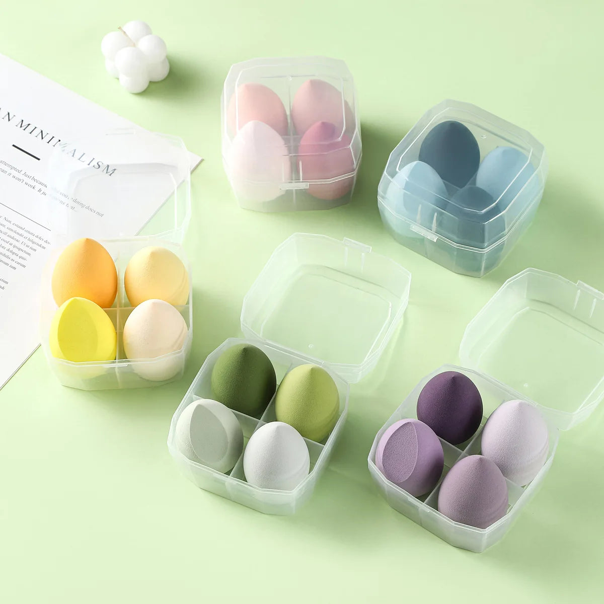 4Pcs Makeup Sponge Powder Puff Dry and Wet Combined Beauty Foundation Tools Cosmetic Ball Powder Puff Bevel Cut Make Up Sponge