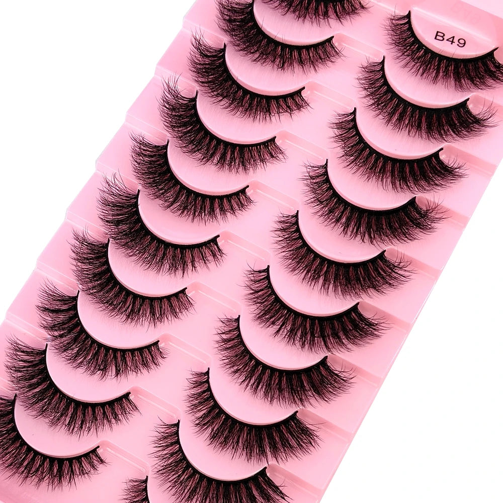 New 10 Pairs 3D Faux Mink Lashes Faux Mink Fluffy Lashes Soft Full Thick Wispy Eyelash Dramatic False Eyelashes Makeup Tools