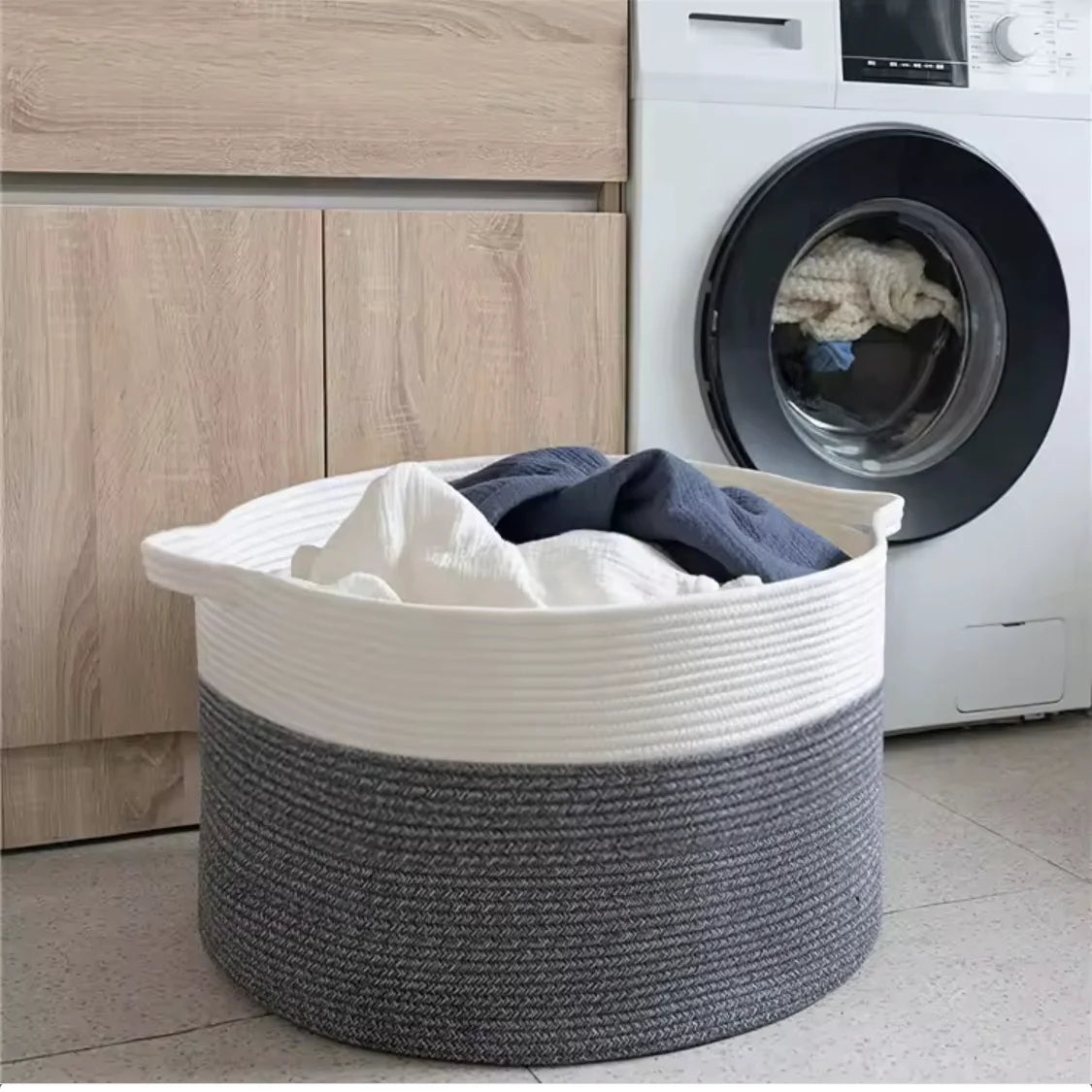 Household Wicker Dirty Laundry Basket ,Oversized Cotton Woven Storage Basket,Store Clothes and Miscellaneous ,Foldable Toy Stora