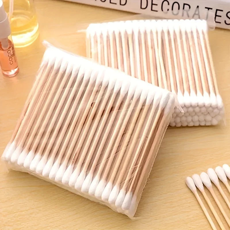 100/300/500/800pcs,20/40set Double Head Wood Cotton Swab Ears Cleaning , Makeup Tools Lipstik Cotton Buds Bastoncillos Oidos