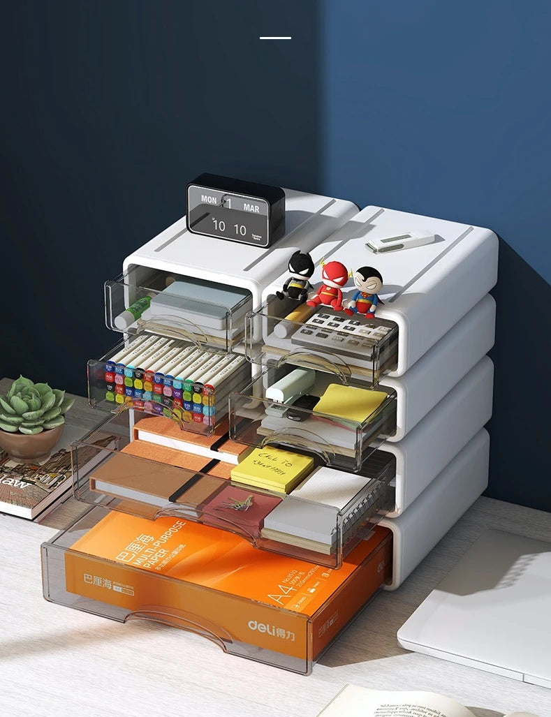 Desktop Storage Box Drawer Stationery Finishing Organizer Box Desk A4 File Cabinet Racks Cosmetics Dormitory Desktop Organizer