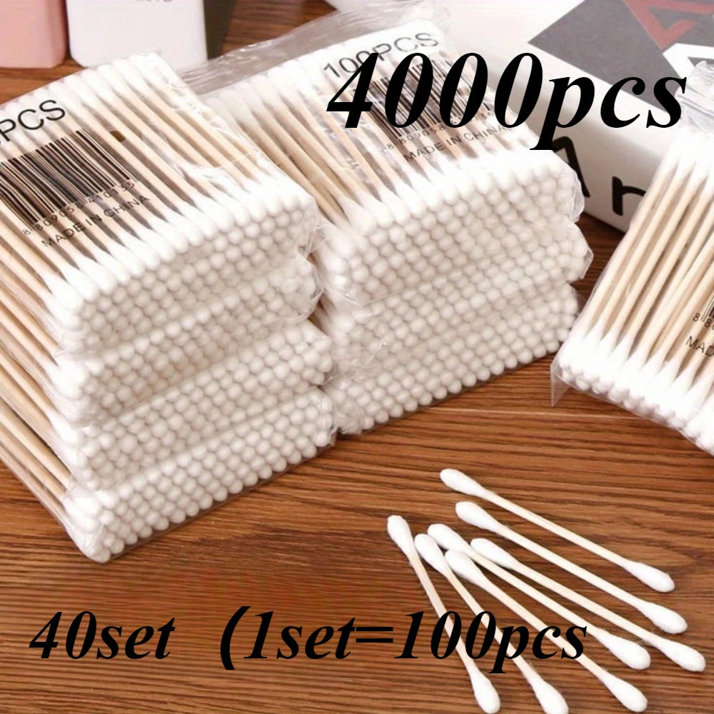 100/300/500/800pcs,20/40set Double Head Wood Cotton Swab Ears Cleaning , Makeup Tools Lipstik Cotton Buds Bastoncillos Oidos