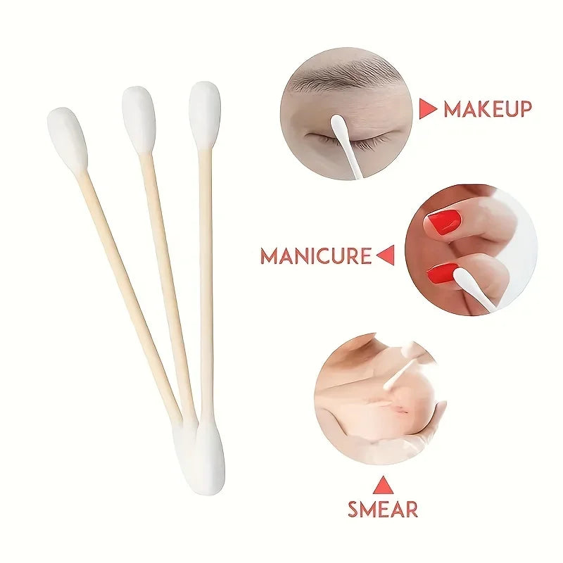 100/300/500/800pcs,20/40set Double Head Wood Cotton Swab Ears Cleaning , Makeup Tools Lipstik Cotton Buds Bastoncillos Oidos