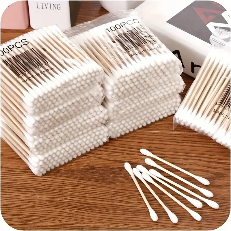 100/300/500/800pcs,20/40set Double Head Wood Cotton Swab Ears Cleaning , Makeup Tools Lipstik Cotton Buds Bastoncillos Oidos