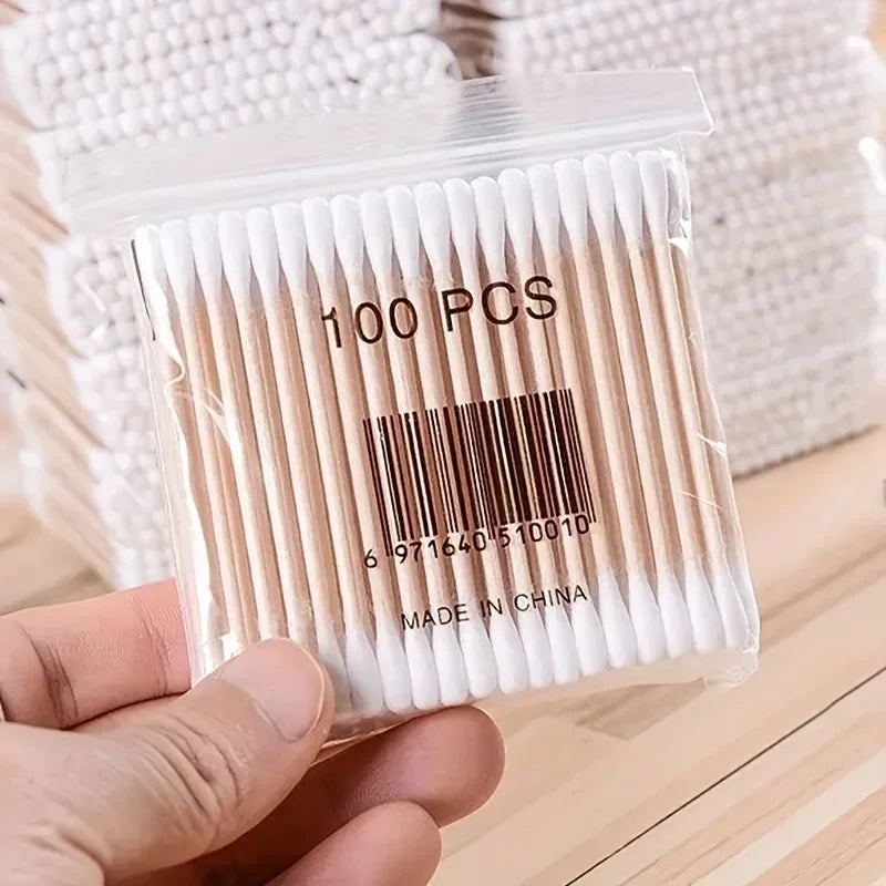 100/300/500/800pcs,20/40set Double Head Wood Cotton Swab Ears Cleaning , Makeup Tools Lipstik Cotton Buds Bastoncillos Oidos