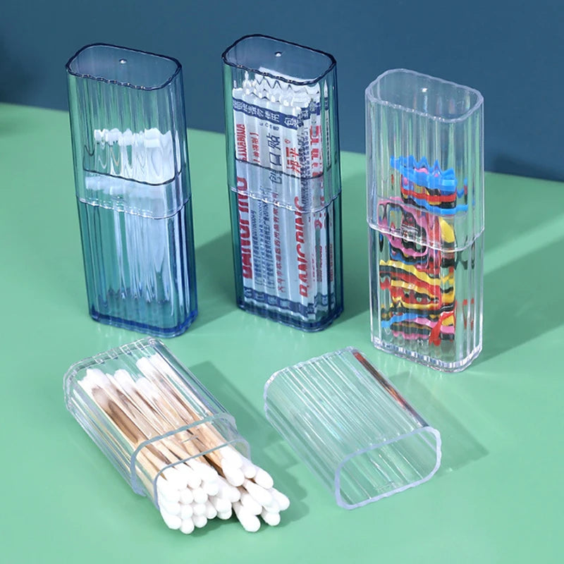 Household Storage Supplies Cotton Swab Storage Box Portable Travel Toothpick Band-aid Box Small Object Transparent Storage Box