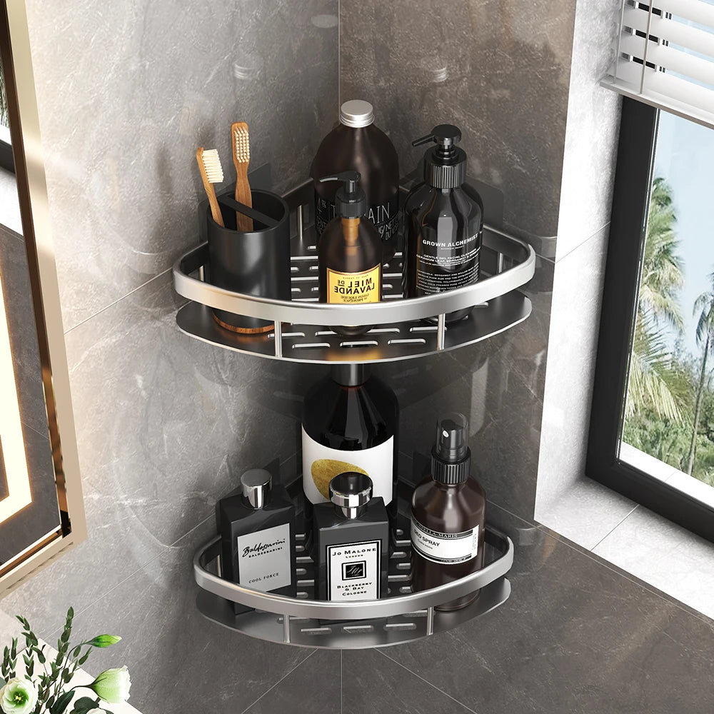 Bathroom Shelf Bathroom Towel Rack Shelves Wall Shower Shampoo Rack No Drill Shelf Bathroom Tripod Storage Rack