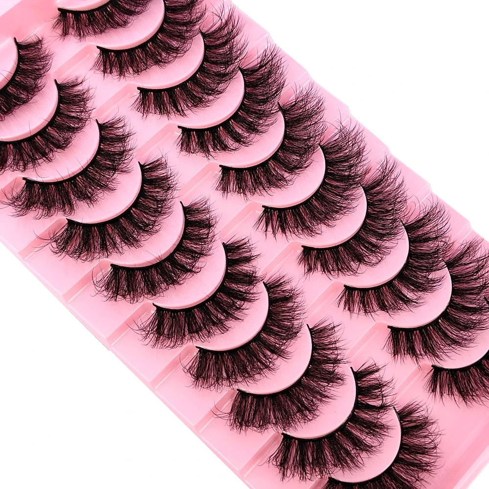 New 10 Pairs 3D Faux Mink Lashes Faux Mink Fluffy Lashes Soft Full Thick Wispy Eyelash Dramatic False Eyelashes Makeup Tools