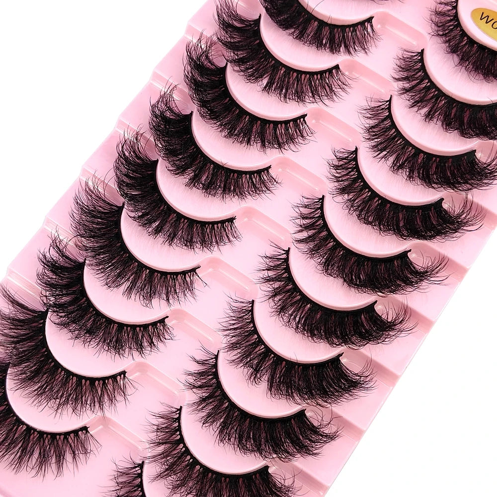 New 10 Pairs 3D Faux Mink Lashes Faux Mink Fluffy Lashes Soft Full Thick Wispy Eyelash Dramatic False Eyelashes Makeup Tools