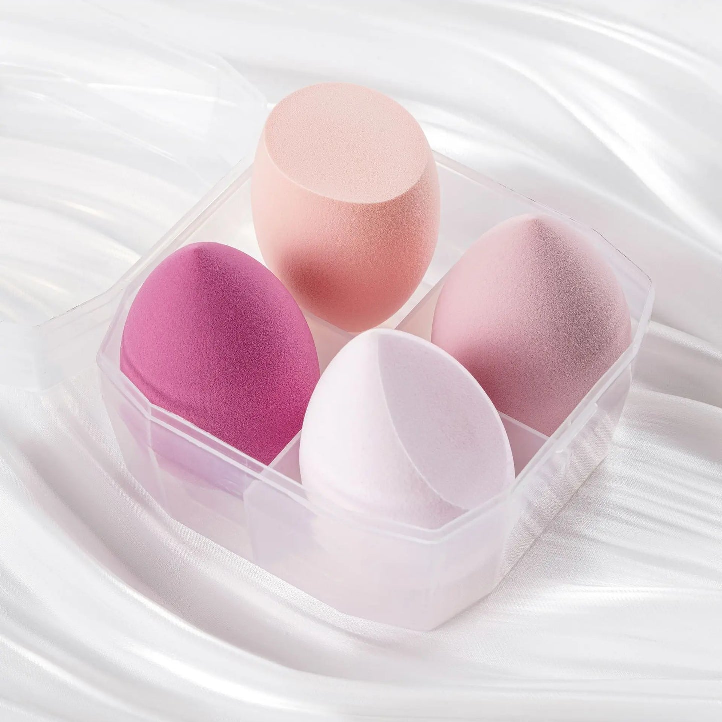 4Pcs Makeup Sponge Powder Puff Dry and Wet Combined Beauty Foundation Tools Cosmetic Ball Powder Puff Bevel Cut Make Up Sponge