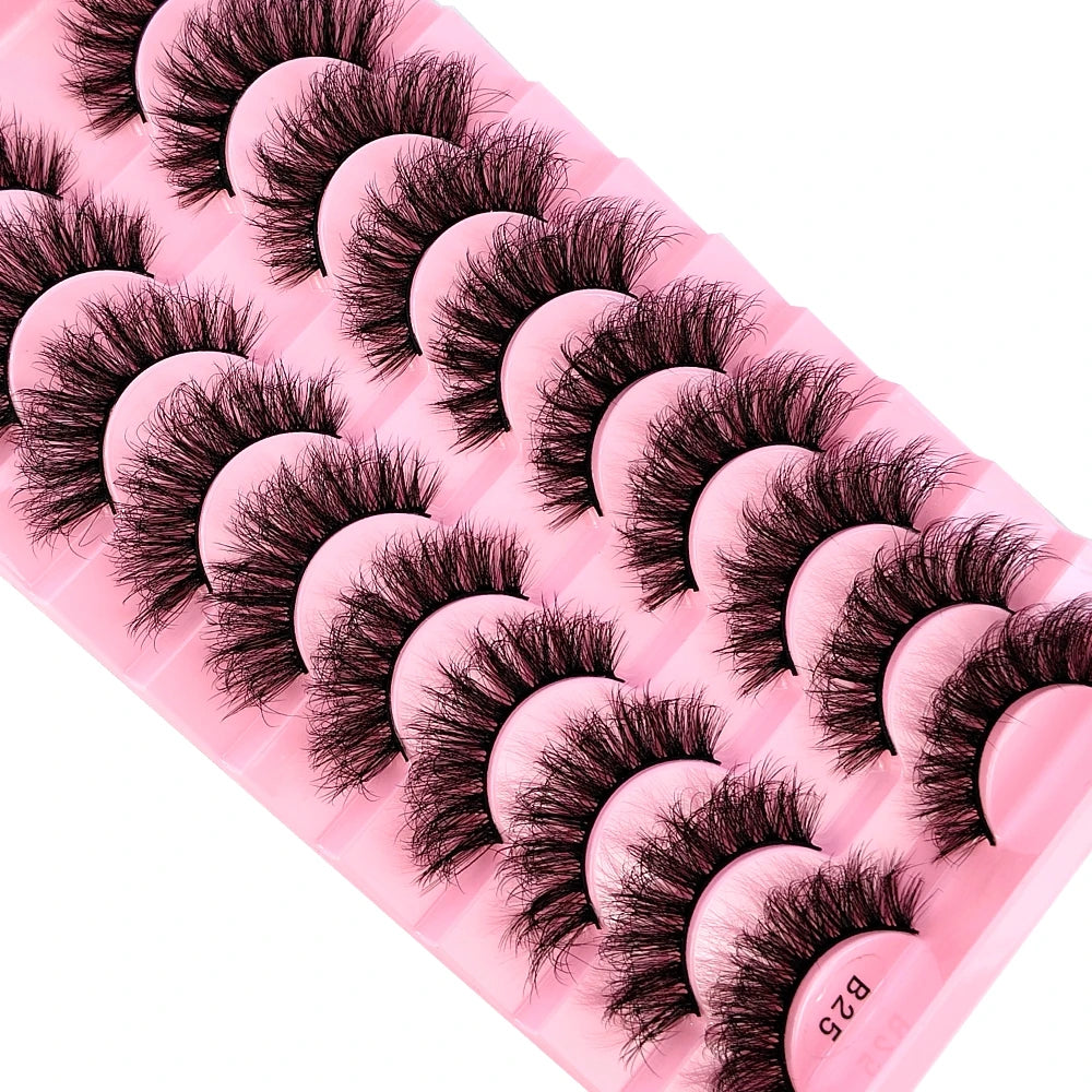 New 10 Pairs 3D Faux Mink Lashes Faux Mink Fluffy Lashes Soft Full Thick Wispy Eyelash Dramatic False Eyelashes Makeup Tools